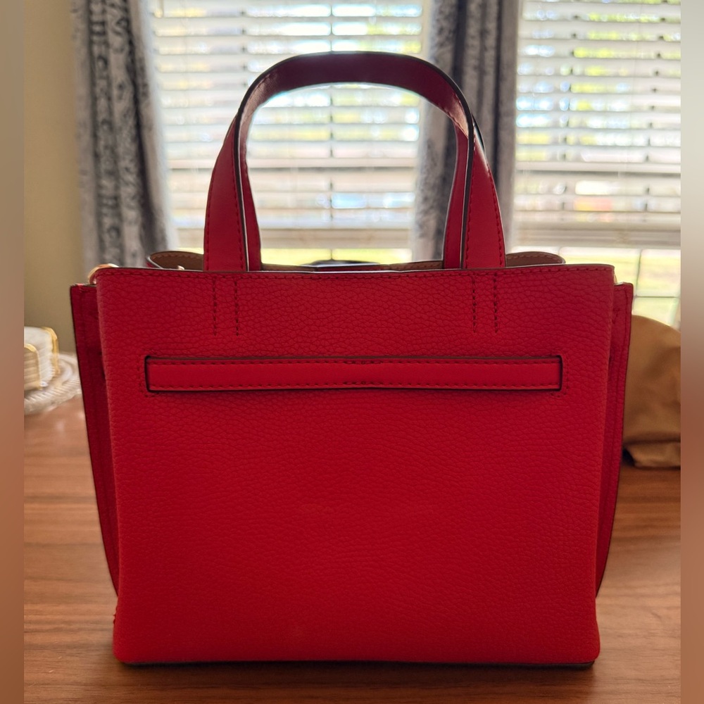 Michael Kors Bright Red Leather Satchel with Gold Hardware - Picture 5 of 16